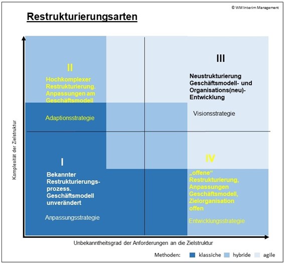 Manns-Vier Felder Matrix Restrukturierungsarten