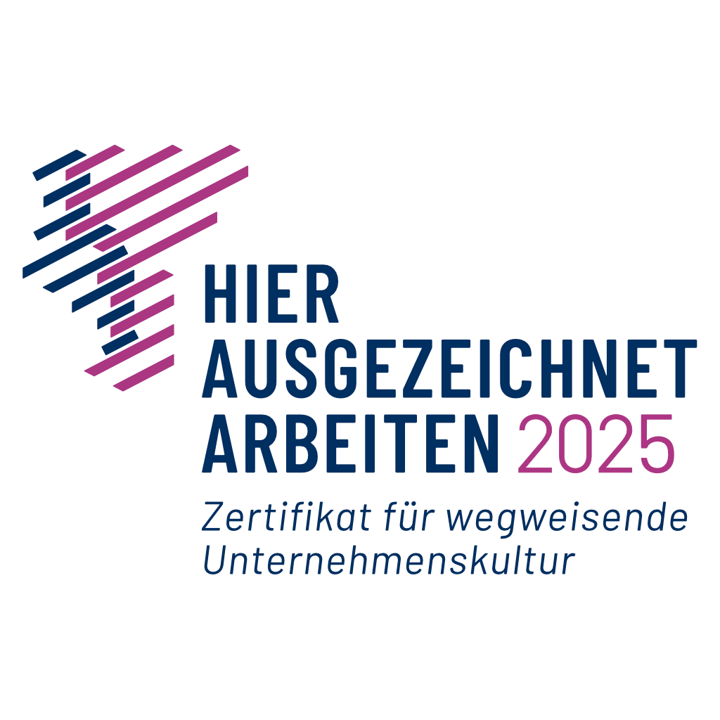 Logo des Zertifikates Hier ausgezeichnet Arbeiten 2025